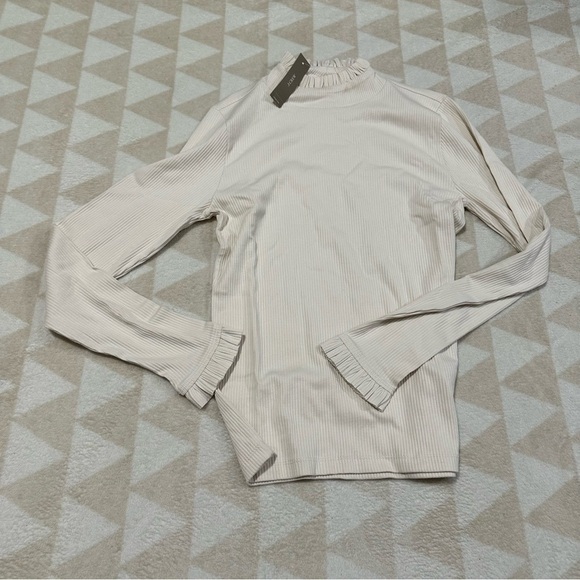 J crew vintsge rib mockneck tee shirt ivory natural - Picture 2 of 3